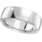 Mens Wedding Band Low Dome Comfort-Fit in 14k White Gold 7 mm