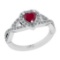 0.90 Ctw SI2/I1 Ruby And Diamond 14K White Gold Engagement Ring