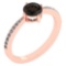 0.97 Ctw Smoky Quarzt And Diamond 14k Rose Gold Halo Ring