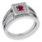 1.31 Ctw SI2/I1 Ruby And Diamond 14K White Gold Anniversary Set Ring