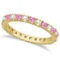 Diamond and Pink Sapphire Eternity Ring Stackable 14k Yellow Gold 1.50 ctw