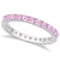 Pink Sapphire Eternity Ring Stackable Band 14k White Gold 0.73ctw