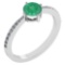 0.97 Ctw Emerald And Diamond 14k White Gold Halo Ring