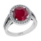 2.94 Ctw SI2/I1 Ruby And Diamond 14K White Gold Engagement Halo Ring