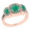 2.43 Ctw SI2/I1 Emerald And Diamond 14K Rose Gold three Stone Engagement Ring