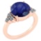 Certified 3.60 Ctw Blue Sapphire And Diamond Ring 14K Rose Gold