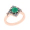 0.87 Ctw SI2/I1 Emerald And Diamond 14K Rose Gold Ring
