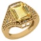 Certified 6.04 Ctw Citrine And Diamond Ladies Fashion Halo Ring 14k Yellow Gold (VS/SI1) MADE IN USA