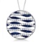 Circle Blue Sapphire and Diamond Pendant Necklace 14K White Gold 1.53ctw