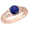 Certified 1.25 Ctw Blue Sapphire Ladies Fashion 14K Rose Gold Solitaire Ring (VS/SI1) MADE IN USA