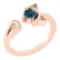 Certified 0.46 Ctw Treated Fancy Blue Diamond And White Diamond Ladies Fashion Halo Ring 14k Rose Go