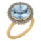 Certified 5.95 Ctw Blue Topaz And Diamond VS/SI1 Halo Ring 14K Yellow Gold MADE IN USA