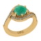 1.18 Ctw SI2/I1 Emerald And Diamond 14K Yellow Gold Bridal Wedding Set Ring