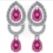 2.34 Ctw Pink Tourmaline And Diamond 14k White Gold Halo Dangling Earring