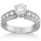 1.70ctw Antique style Style Diamond Engagement Ring Setting 14k White Gold