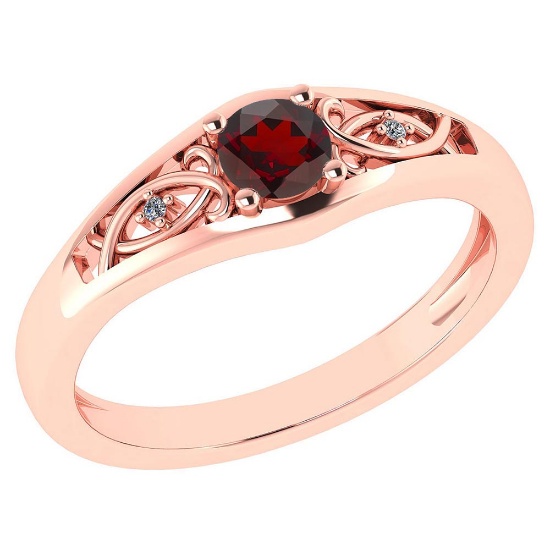 Certified 0.37 Ctw Garnet And Diamond 14k Rose Gold Halo Ring