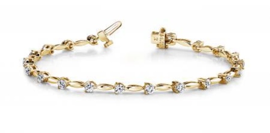 14KT YELLOW GOLD 1 CTW G-H VS2/SI1 ALTERNATING DIAMOND DROP BRACELET