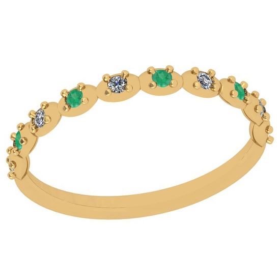 Certified 0.05 Ctw Emerlad 14k Yellow Gold Promise Band