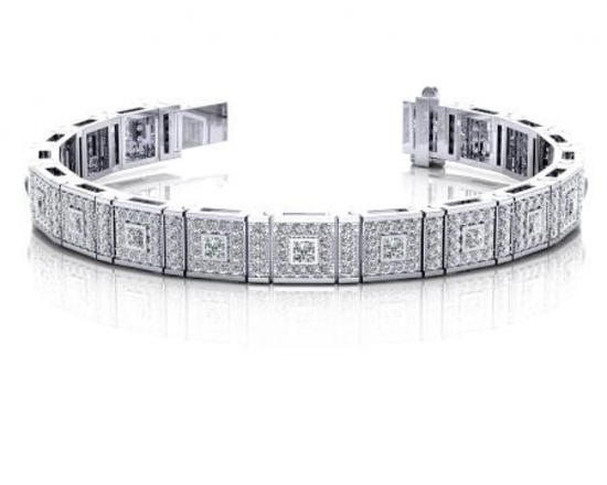 14KT WHITE GOLD 5 CTW G-H VS2/SI1 BEZEL SET PRINCESS DIAMOND BRACELET
