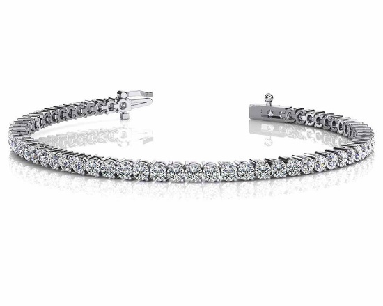 CERTIFIED 14K WHITE GOLD 1.50 CTW G-H SI2/I1 2 PRONG SET ROUND DIAMOND TENNIS BRACELET MADE IN USA