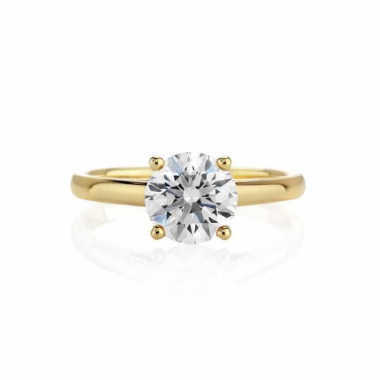 CERTIFIED 2.01 CTW E/VS1 ROUND DIAMOND SOLITAIRE RING IN 14K YELLOW GOLD