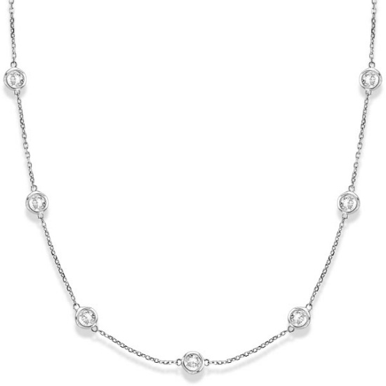 Station Bezel-Set Necklace 14k White Gold (3.00ct)