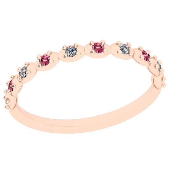 Certified 0.05 Ctw Pink Tourmaline 14k Rose Gold Promise Band
