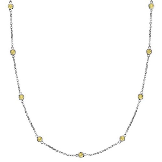 Fancy Yellow Canary Station Necklace 14k White Gold (2.00ct)