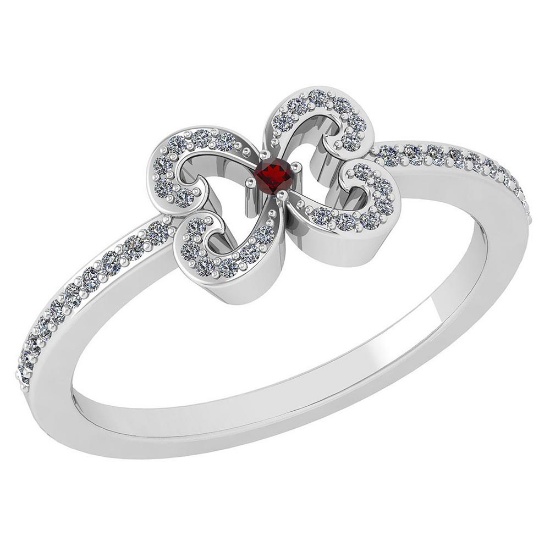 Certified 0.24 Ctw Garnet And Diamond 18k White Gold Halo Ring