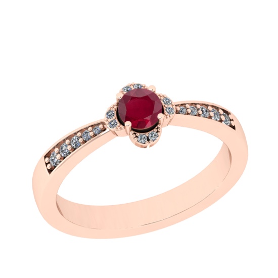 0.50 Ctw I2/I3 Ruby And Diamond 14K Rose Gold Ring