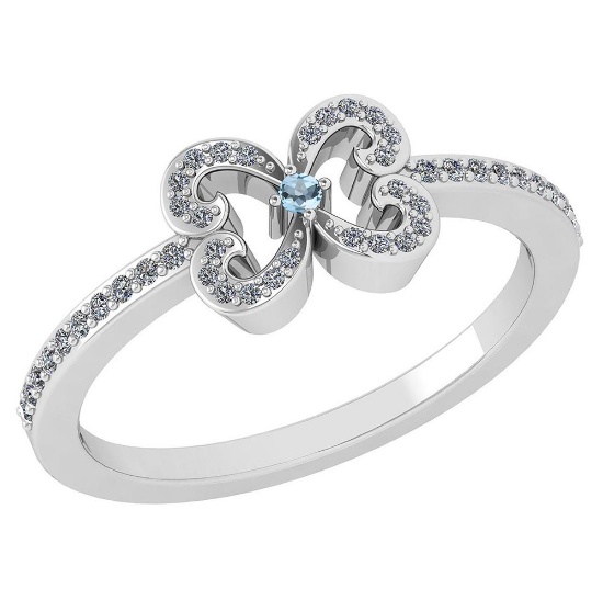 Certified 0.24 Ctw Aquamarine And Diamond 18k White Gold Halo Ring