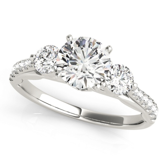 Certified 1.00 Ctw SI2/I1 Diamond 14K White Gold three Stone Ring