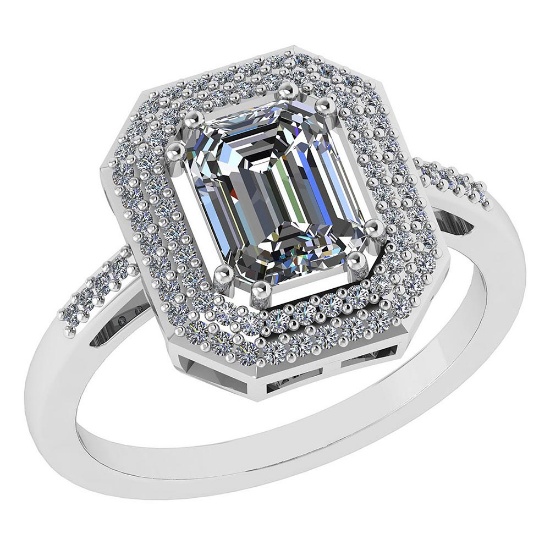 1.12 Ctw Diamond 14k White Gold Halo Ring