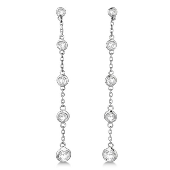 Bezel-Set Station Drop Earrings 14k White Gold 1.00ctw