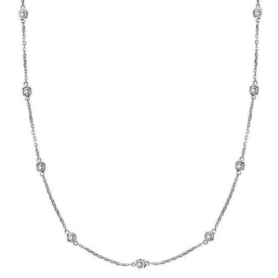 Station Bezel-Set Necklace in 14k White Gold (0.50 ctw)