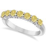 Seven-Stone Fancy Yellow Diamond Ring Band 14k White Gold 1.00ctw