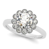 Certified 0.75 Ctw SI2/I1 Diamond 14K Yellow Gold Engagement Halo Ring