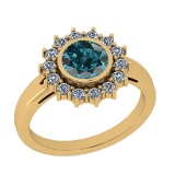 1.49 Ctw I2/I3 Treated Fancy Blue And White Diamond 14K Yellow Gold Ring