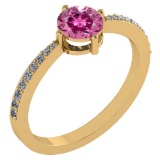 0.97 Ctw Pink Tourmaline And Diamond 14k Yellow Gold Halo Ring