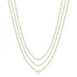 Three-Strand Diamond Station Necklace in 14k Yellow Gold (1.40ct)