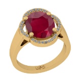 3.16 Ctw SI2/I1 Ruby And Diamond 14K Yellow Gold Engagement Ring