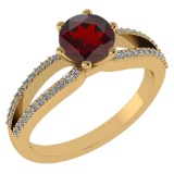 1.49 Ctw Garnet And Diamond 14k Yellow Gold Halo Ring