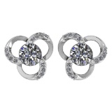 1.02Ctw Diamond 14k White Gold Halo Stud Earring