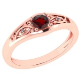 Certified 0.37 Ctw Garnet And Diamond 14k Rose Gold Halo Ring