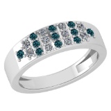 Certified 1.22 Ctw Treated Fancy Blue Diamond And White Diamond Ladies Fashion Halo Ring 14k White G