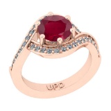 1.18 Ctw SI2/I1 Ruby And Diamond 14K Rose Gold Bridal Wedding Set Ring