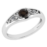 Certified 0.37 Ctw Smoky Quarzt And Diamond 14k White Gold Halo Ring