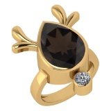 Certified 5.75 Ctw Smoky Quartz And Diamond Ladies Fashion Halo Ring 14k Rose Gold (VS/SI1) MADE IN