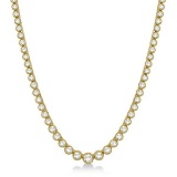 Milgrain Eternity Diamond Tennis Necklace 14k Yellow Gold (7.05ct)