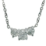 Three-Stone Diamond Pendant in 14k White Gold (1.00 ctw)